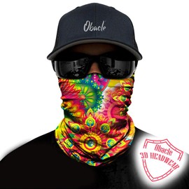 Obacle Bandana Face Mask for Dust Wind Sun Protection Seamless Bandana Mask Men Women Festival Fishing Hunting Riding Work Outdoor Running Tube Mask Neck Gaiter (Flower Green Purple Multicolored)