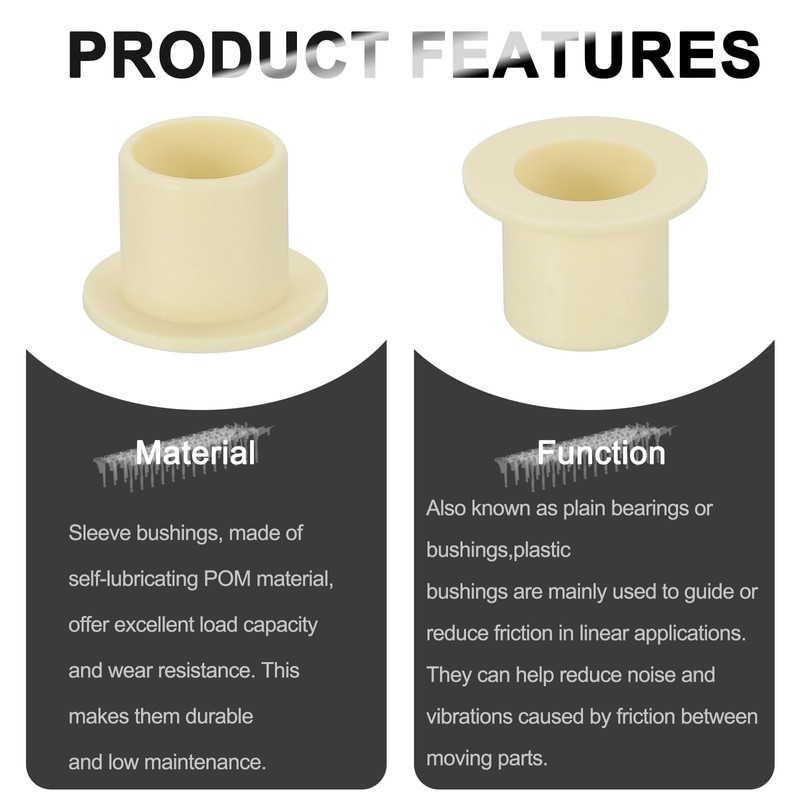 sourcing map 6Pcs Flanged Sleeve Bearing, Plastic Bushing ID 10mm