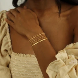 DEARMAY Waterproof Gold Bracelets Set for Women Trendy, Dainty 14K Real Gold Plated Jewelry Fashion Stackable Tennis Beaded Figaro Herringbone Paperclip Link Bracelet Pack Stack Gifts for Women,