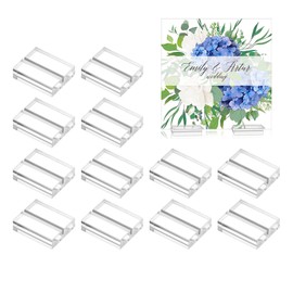 Mikankawa Card Stand Acrylic Memo Holder Card Holder Photo Business Card Price Tag Place Card Wedding Meeting with Protective Film (12 pcs x 2 x 0.8cm-12pcs)