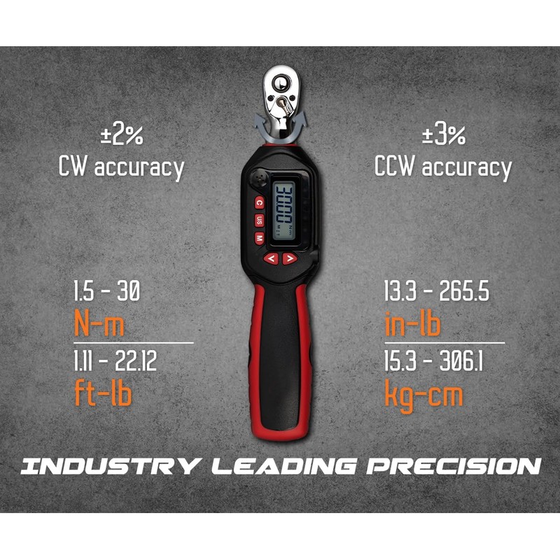 Tapha Tools 1/4 inch Compact Digital Torque Wrench 1.11-22.12 ft-lbs