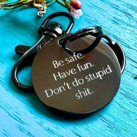 Generic Don’t Do Stupid Sht Keychain, Funny Keychain, Fun Keyring, Gag Gifts for Son Daughter Teen Boyfriend Girlfriend Husband Wife (Black B)