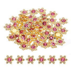 PATIKIL 200 Pcs Flower Crystal Rhinestone Embellishments, 13mm Flatback Glass Rhinestones with Craft Gems Crystal Decoration Button for Clothes DIY Crafting Jewelry Making, Rose Red