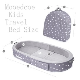 Mooedcoe Foldable Toddler Floor Bed with Sides, Folding Toddler Bed for Travel Kid Foam Sleeping Cot (Round, Dot)