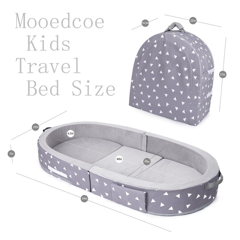 Mooedcoe Foldable Toddler Floor Bed with Sides, Folding Toddler Bed