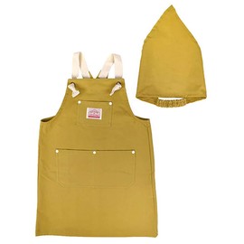 Ocean&Ground 1918003 Apron Set, Kids, Juniors, 39.4 - 63.0 inches (100 - 160 cm), 6 Colors, Triangular scarf included, mustard,