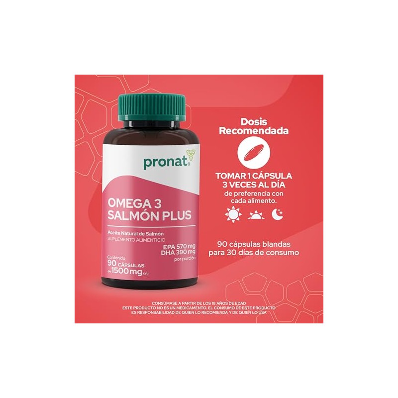 PRONAT | DUO Omega 3 Salmón Plus, Suplemento Alimenticio, 180
