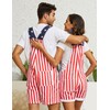 OPDNBON American Flag Overalls Men Stretch Denim Bib Shorts USA
