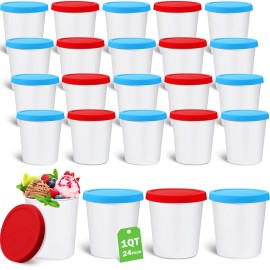 ATVPDKIKX0DER Nuanchu 24 Pack 1 Quart Ice Cream Containers for Homemade Ice Cream Round