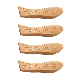 IMIKEYA 4 Pcs Fish Chopstick Holder Korean Chopstick Rest Wooden Cutlery Fork Holder Rest Japanese Decor Chopsticks Rest Holder Kitchen Spoon Rest Wooden Forks Holder Organizer Solid Wood