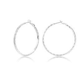 Sterling Silver Hoop Earrings Gold Large For Women 14K Real Plated Big Thin Hypoallergenic Circle Endless 20/30/40/50/60/70mm Girls, White Gold-style 2