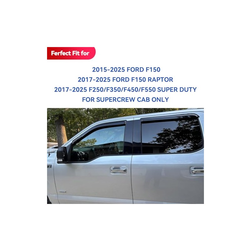 YQAUTEC Window Visors for 2015-2026 Ford F-150 & Super Duty