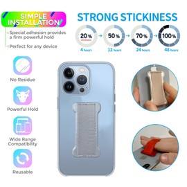 WUOJI Universal Phone Grip for Smartphones& Mini Tablets - Phone Holder for Hand for Back of Phone - Wireless Charging Compatible (Silver) -2Pack