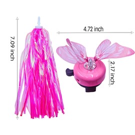 Children's Bicycle Bell -1 Set of Bicycle Bells, 1 Pearl Butterfly, and 2 Sets of Handle Straps (Pink)