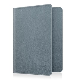 Fintie Passport Vaccination Certificate Protective Cover - Premium Faux Leather Passport Holder Travel Organiser with RFID Blocking for Credit Cards, ID, Travel Documents for Men and Women, blue grey,