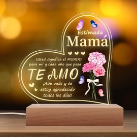 Regalo del Día de la Madre,Regalos de Cumpleaños para Mamá，Luz Nocturna con Frase en Español, Regalo único para el Día de la Madre, San Valentín, Navidad, Acción de Gracias