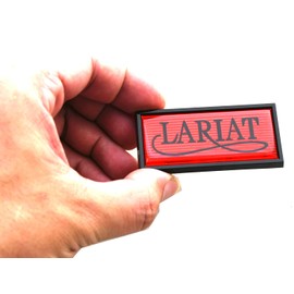 1pc Lariat Cab Replacement for 1980-1986 Truck F150 F250 Cab Side Emblems 3D Badge EOTZ-1050398-C (Black Red)