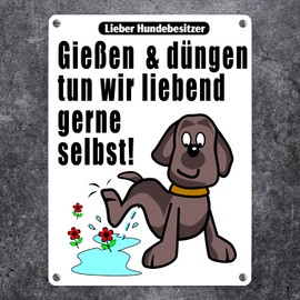 Watering and fertilising – No dog toilet sign in white as a funny gift for garden owners who want to take action against dog bequeaths on the property