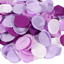 200Pcs Purple White Rose Petals for Wedding Lavender Purple Silk Petals wedding aisle decor Flower Girl Scatter Petal for Valentine's Day Flower Basket Table Centerpieces Romantic Night Decoration