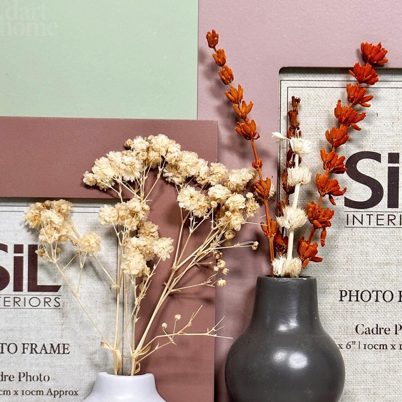 Dried Flowers Multi Photo Frame On Stand Matt Blush Pink