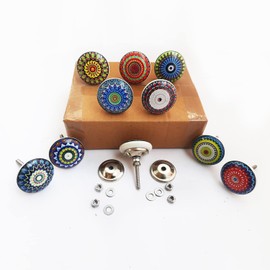 Royal Kraft Vintage Ceramic Pull Knobs for Kitchen Cabinets, Doors and Drawers, Wardrobes, Cupboards (Set of 10) Sknob007