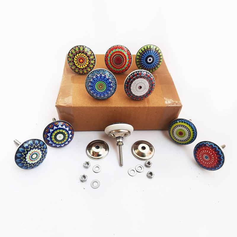 Royal Kraft Vintage Ceramic Pull Knobs for Kitchen Cabinets, Doors