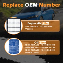 1722064AA00 Engine Air Filter & 15400-PLM-A02 Oil Filter Fit for 2022-2025 Honda Civic, 2023-2025 CR-V, 2023-2025 Accord 1.5L (Not Fit Hybrid)