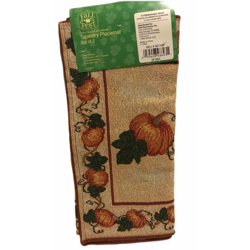 Fall Fest Harvest Rectangular Tapestry Table Placemat Thanksgiving Autumn 2-Pack