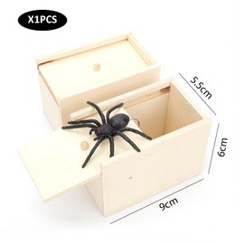 CVDYWDJIE 1 Piece Spider Prank Box, Handmade Spider Toy Box, Scary Wooden Box, Funny Prank Box, Creative Tricky Toy for Kids and Adults