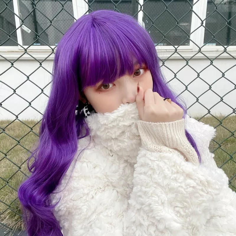 generic T Peluca Morada Larga Ondulada Para Mujer