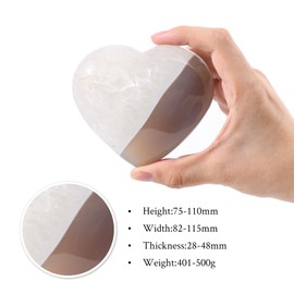 KYEYGWO Natural Agate Puffy Heart Crystals and Healing Stones, Polished Heart Shaped Crystal Palm Worry Stones for Anxiety Stress Relief, 3.23-4.53 Inch