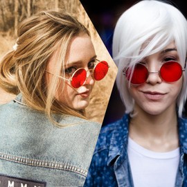 Joopin Men's Sunglasses, Polarized, Round, UV Cut Protection of UV400, Lightweight, Durable, Retro, Fashion, Classic Design, With Case, For Traveling, Outing, Fishing, Driving, Climbing, Black