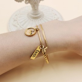 Yongxu 2.5 Inch Gold-plated Stainless Steel Faith Bangle Real Mustard Seed Faith Can Move Mountains Bracelets Charm Jewelry for Christian Inspirational Gift