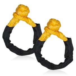 Infreecs Pack of 2 Soft Shackles, Strong Shackles, 17T Break Resistance Shackle Recovery Rope with Belt Hose Protector, Breaking Resistance Soft Shackle Off Road Shackle for Trailer Rescue (Yellow, 17