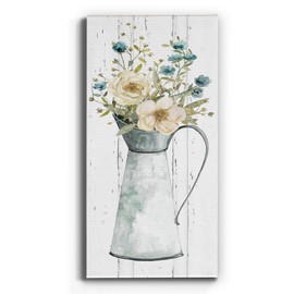 Renditions Gallery Canvas Flowers Wall Art Modern Decorations Paintings Elegant Floral Vase Glam Botanical Romantic Bouquet Wall Hanging Artwork for Office Bedroom Kitchen - 20"x40" LT43
