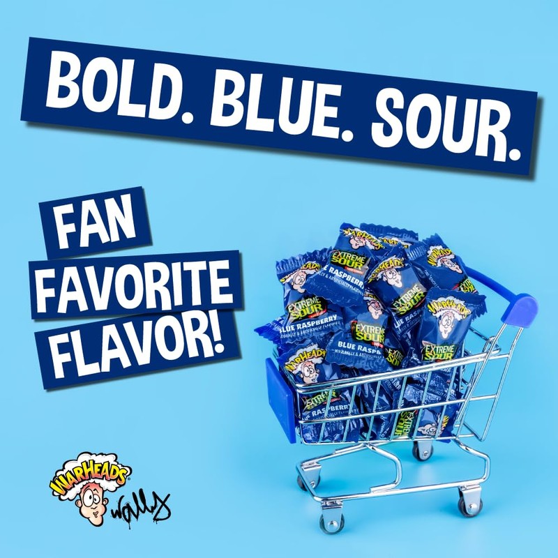 WARHEADS - Extreme Sour Hard Candy - Blue Raspberry Flavor