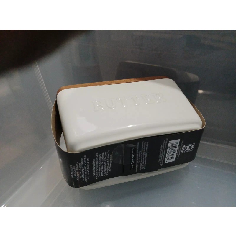 Better Homes & Gardens Porcelain Embossed White Butter Dish Acacia
