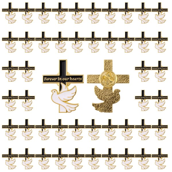 WANDIC 50PCS Black Ribbon Brooches, Metal Brooch Pins 2.7 *