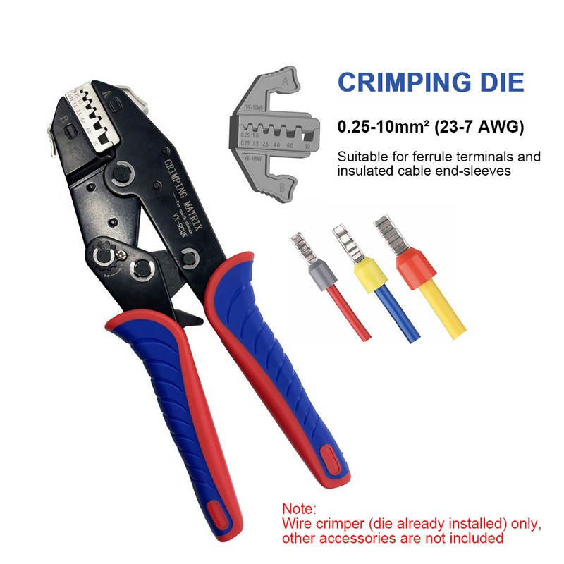 Crimping Tool 0.25-10mm² (23-7 AWG) Multifunction Ratcheting Wire Crimper Pliers
