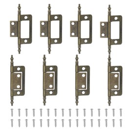 sourcing map Non-Mortise Door Hinges, 2" x 1" Non Mortise Bifold Butt Door Hinges Heavy Duty Steel Flush Cabinet Hinges with M4 Screws for Bathroom Windows Cupboard Copper Pack of 8