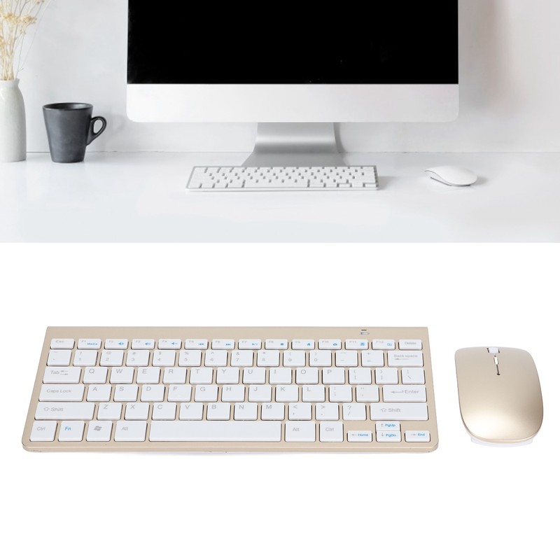 Keyboard Mouse Combo Wireless 2.4G USB Ultraslim Portable Ergonomic Wearproof