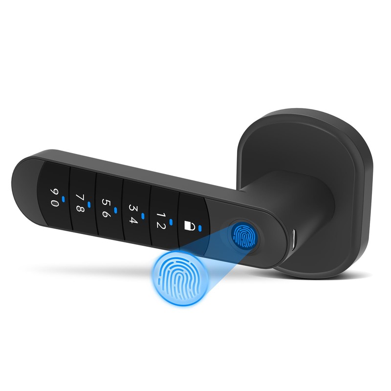 Smart Fingerprint Door Handle, Keyless Entry Biometric Lock with Passcode
