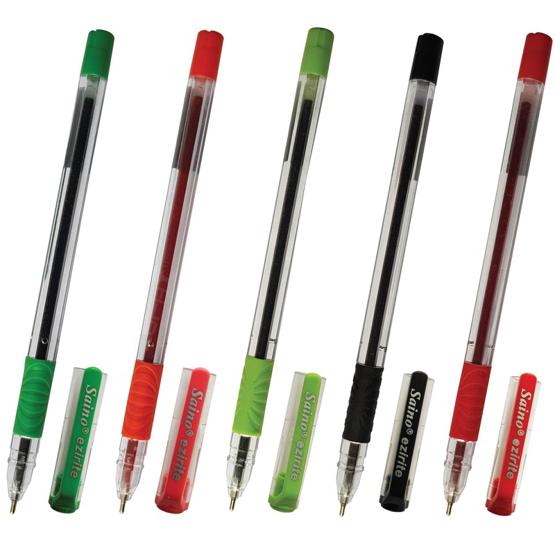 SAINO Ezirite Ballpoint Pens, MULTICOLOUR, Fine Point (0.6mm), Pack of