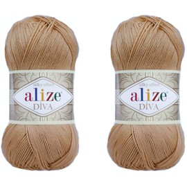 Alize Diva Yarn Hand Knitting Yarn 100% Microfiber Acrylic Yarn Alize Diva Silk Effect Crochet Yarn Art Lace Crafts 2 Balls 200g 369 Caramel