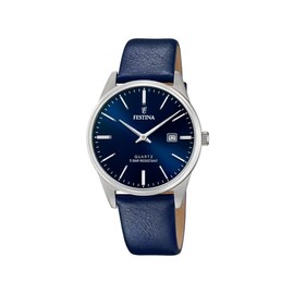 Festina F20512/3 Men's Analogue Quartz Watch with Leather Strap, blue, stripes