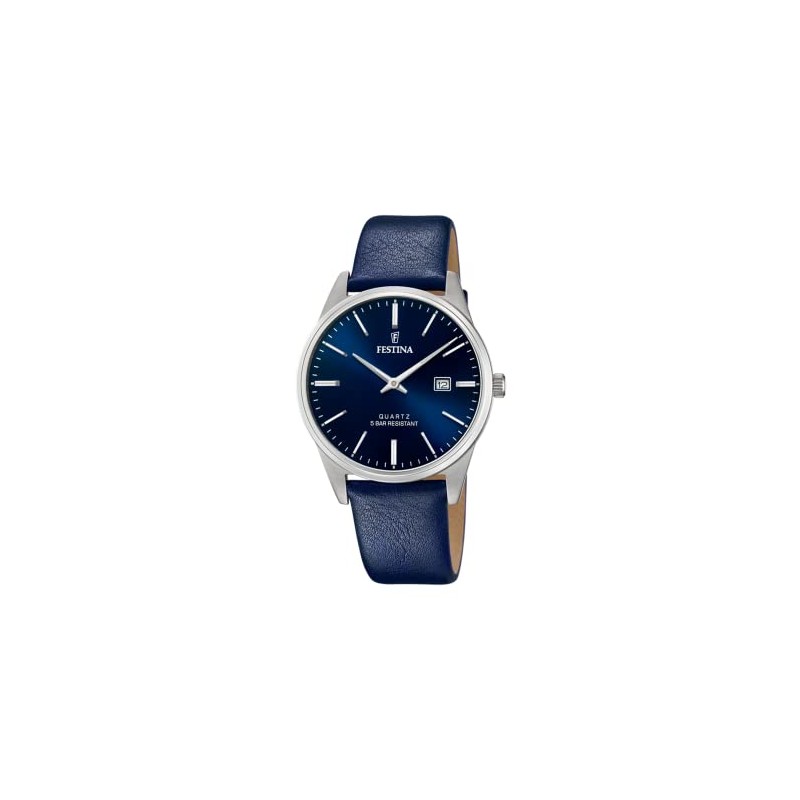 Festina F20512/3 Men's Analogue Quartz Watch with Leather Strap, blue,