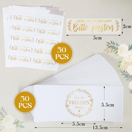 BOFUNX Pack of 50 Tears of Joy Banderoles Wedding Handkerchiefs Banderoles with Soap Bubbles Sticker Love is in the Air - Please Blow for Handkerchiefs Guest Gifts Wedding Decoration