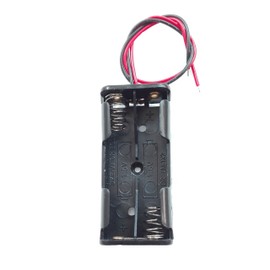 WAYLLSHINE 6PCS 2 x 1.5V AAA Battery Spring Clip Black Plastic 2 x 1.5V AAA Battery Case Holder Box Black Red Wire Leads