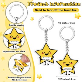 Suncalla 40 Sets You're a Star Keychains with Cards Back to School Student Gifts from Teachers for Classroom Rewards