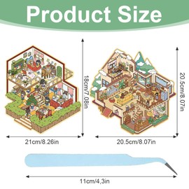 XYTAHDM 2 Sets DIY 3D Plus Size House Sticker Set Type A, 3D Sticker Scene, Creative Stress Relief for Children, Adults, Sticker Therapy, Creative Scene, Fun Stacking